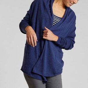 Title Nine Semper Navy Blue Merino Wool Blend Lightweight Cardigan Sweater XS
